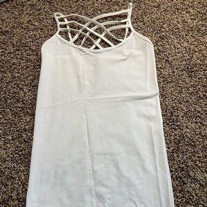 Zenana Outfitters S/M white crisscross cami